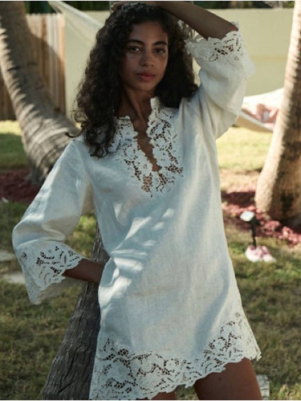Doen XS Roselie Ivory Linen Dress Tunic Sample